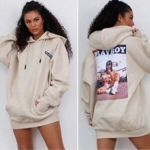 Playboy x Missguided Oversized Hoodie Playboy Racing Graphic Sz14-3x 🔥EUC🔥